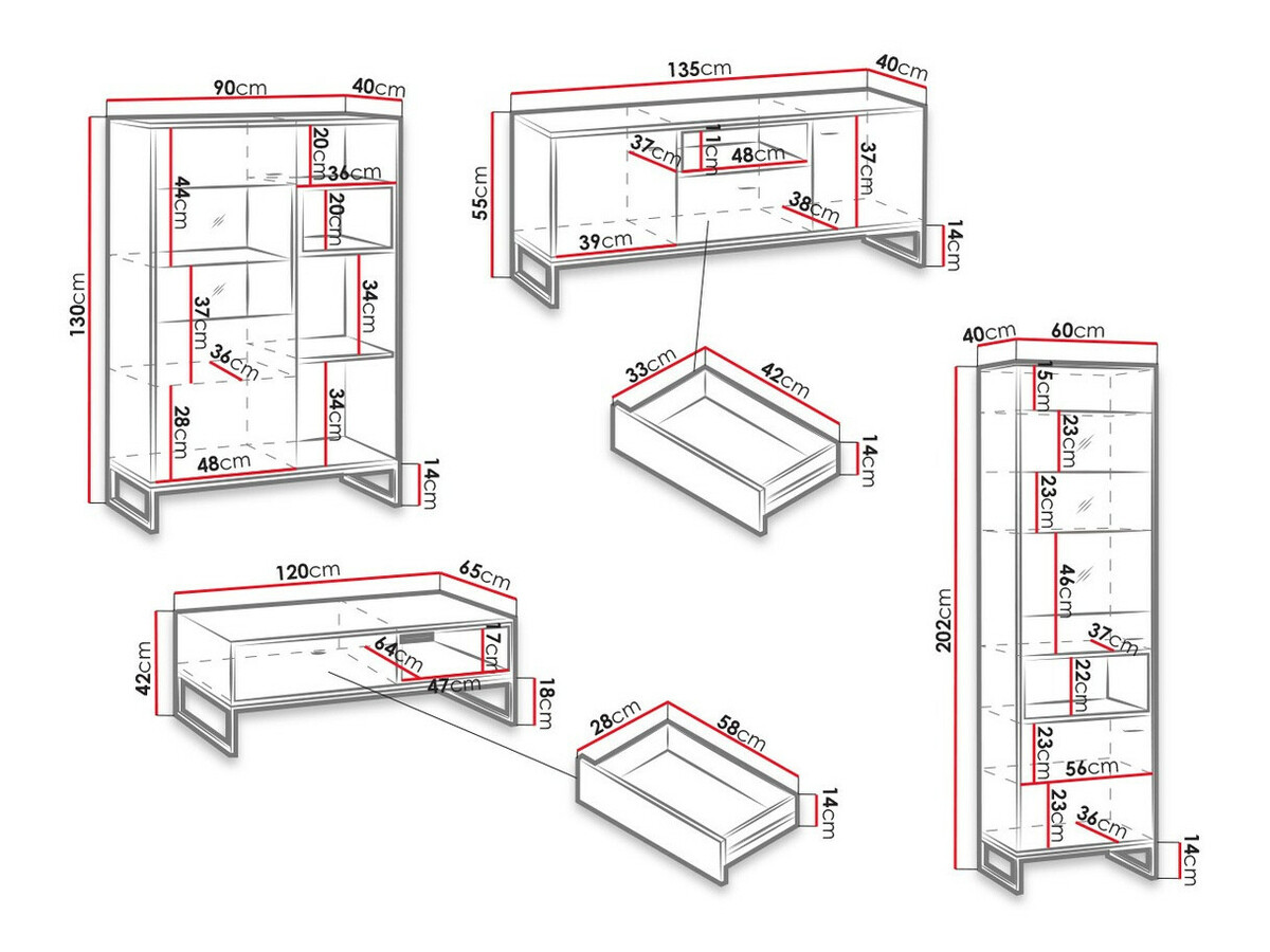 Stuemøbelsæt Baltesi 108 (Artisan eg + Sort)