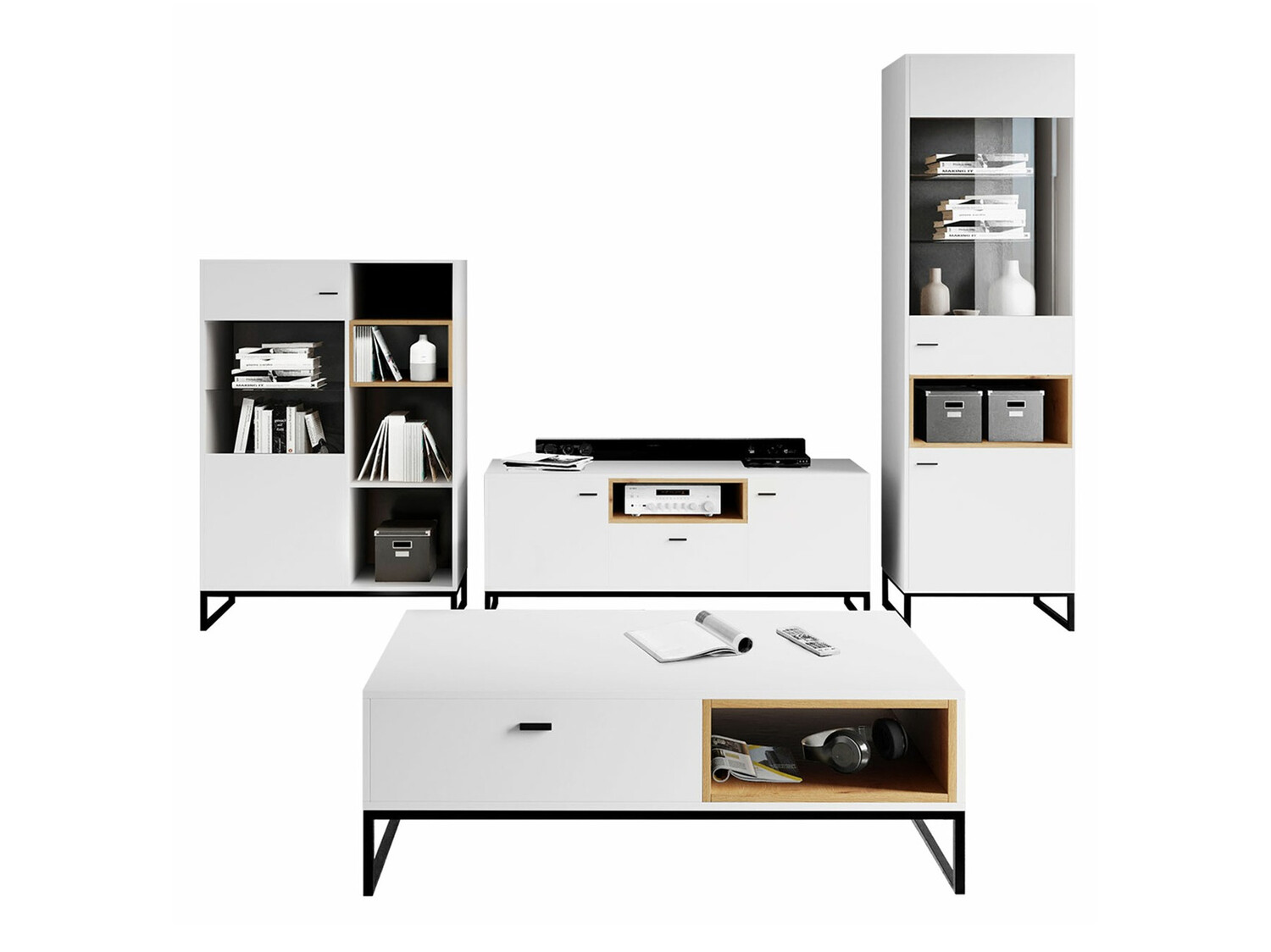 Stuemøblersæt Baltesi 108 (Hvid + Artisan eg)