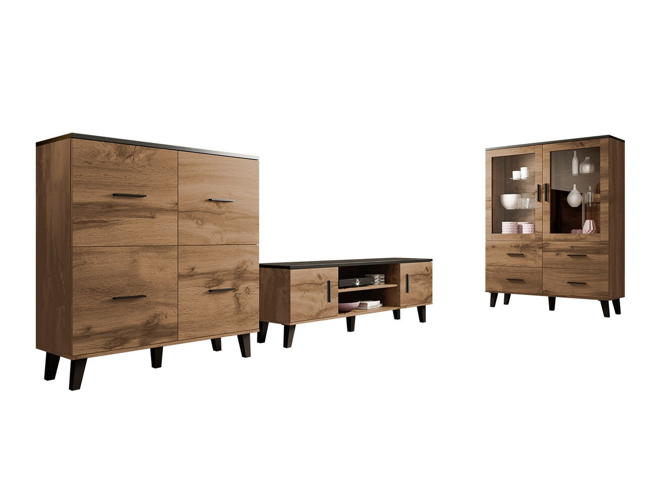 Stuemøbelsæt Larfloi 113 (Wotan eg + Sort)