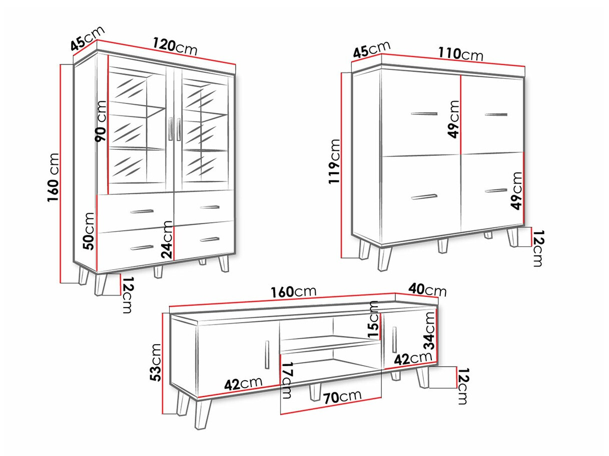 Stuemøbelsæt Larfloi 113 (Wotan eg + Sort)