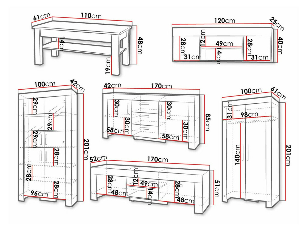 Stuemøbelsæt Melfeli 126 (Sonoma eg)