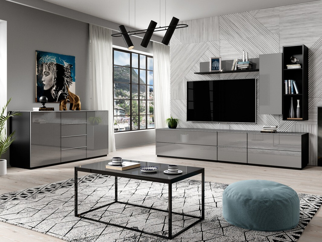 TV-bord Austin 220 (Sort + Gloss grå)