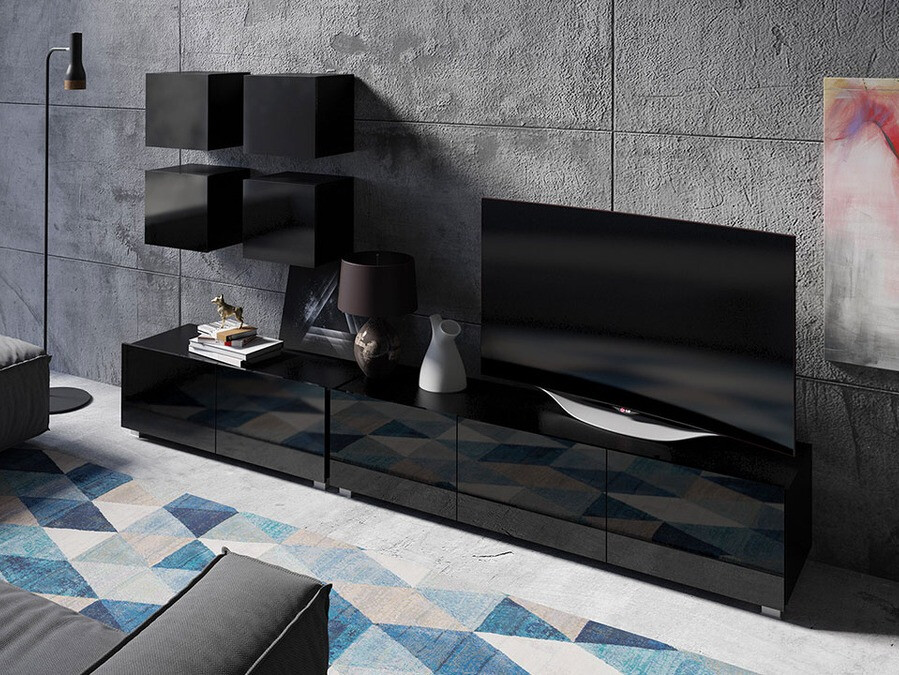 Stuemøbelsæt Tivdalu 132 (Sort + Blank sort)