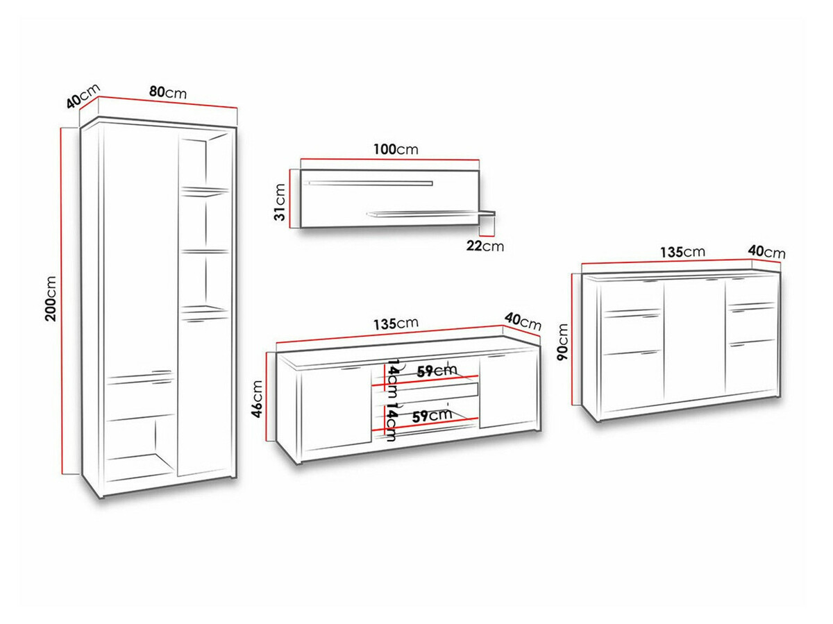 Stuemøbelsæt Fivelbo 117 (Kloster eg + Blank sort)