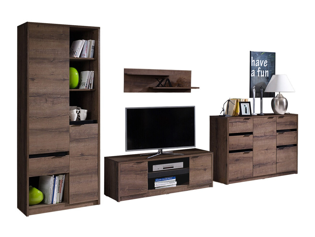 Stuemøbelsæt Fivelbo 117 (Kloster eg + Blank sort)