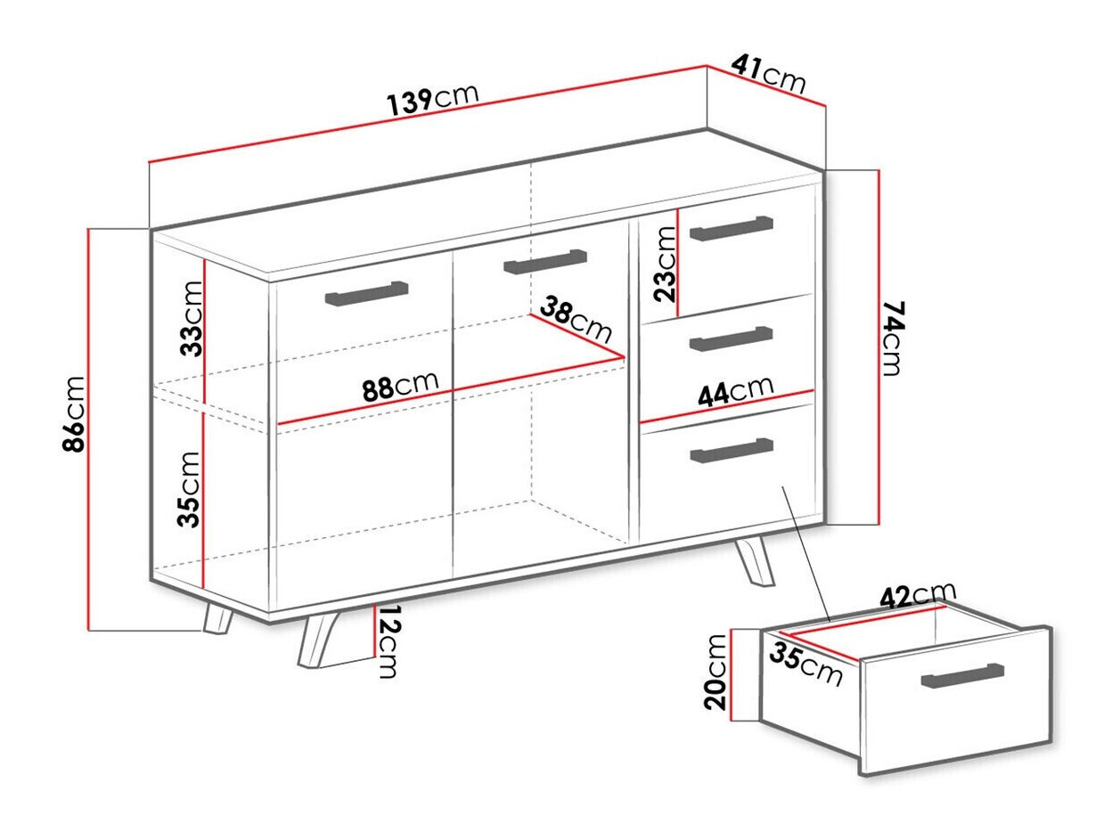 Kommode Rosa (Blå + Gylden)