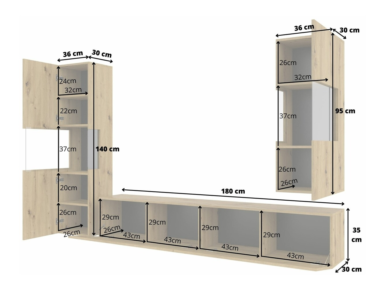 Stuemøbelsæt Revmiru 106 (Sort + Wotan eg)
