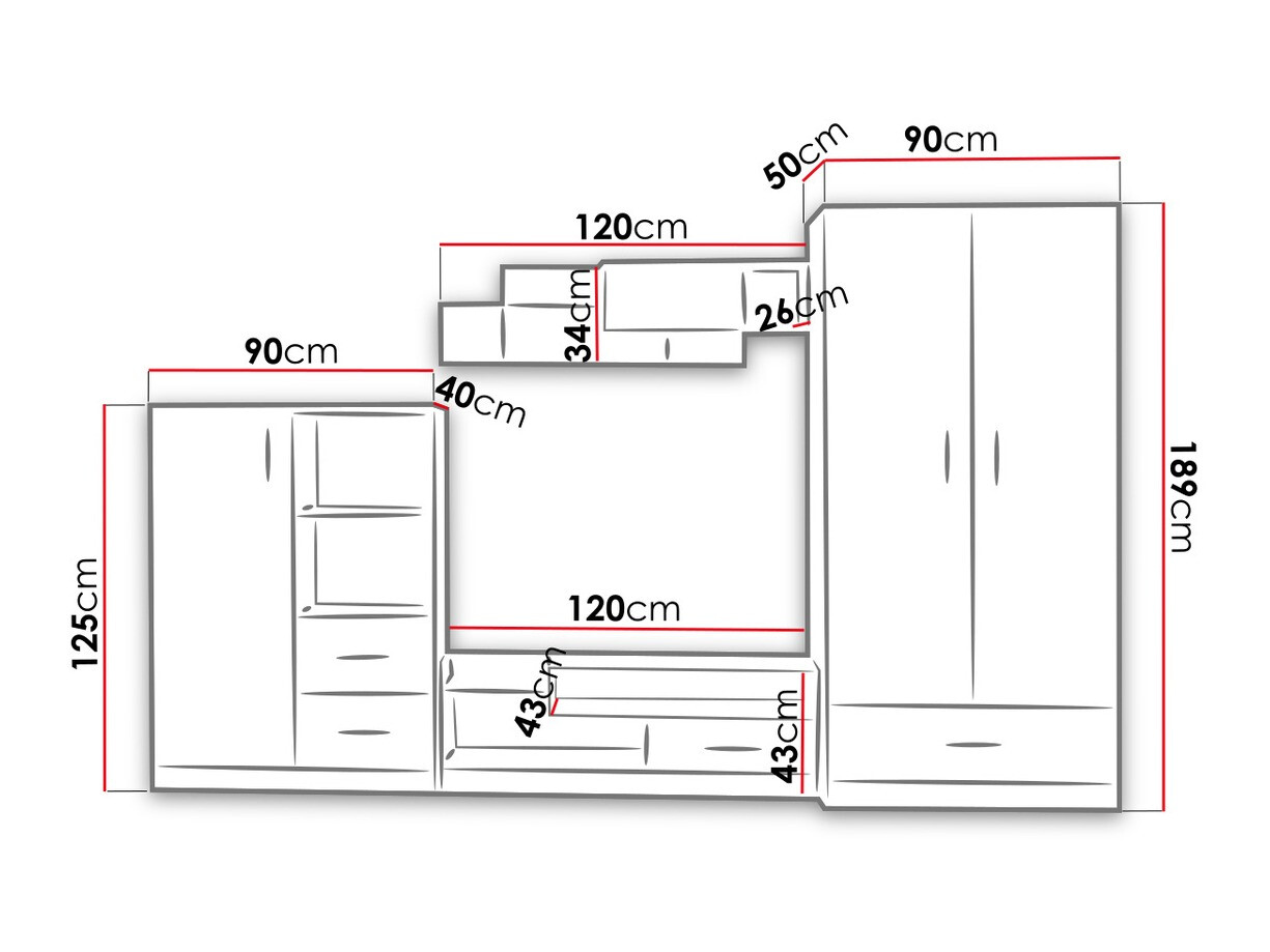 Stuemøbelsæt Lorlare 101 (Hvid + Grå)