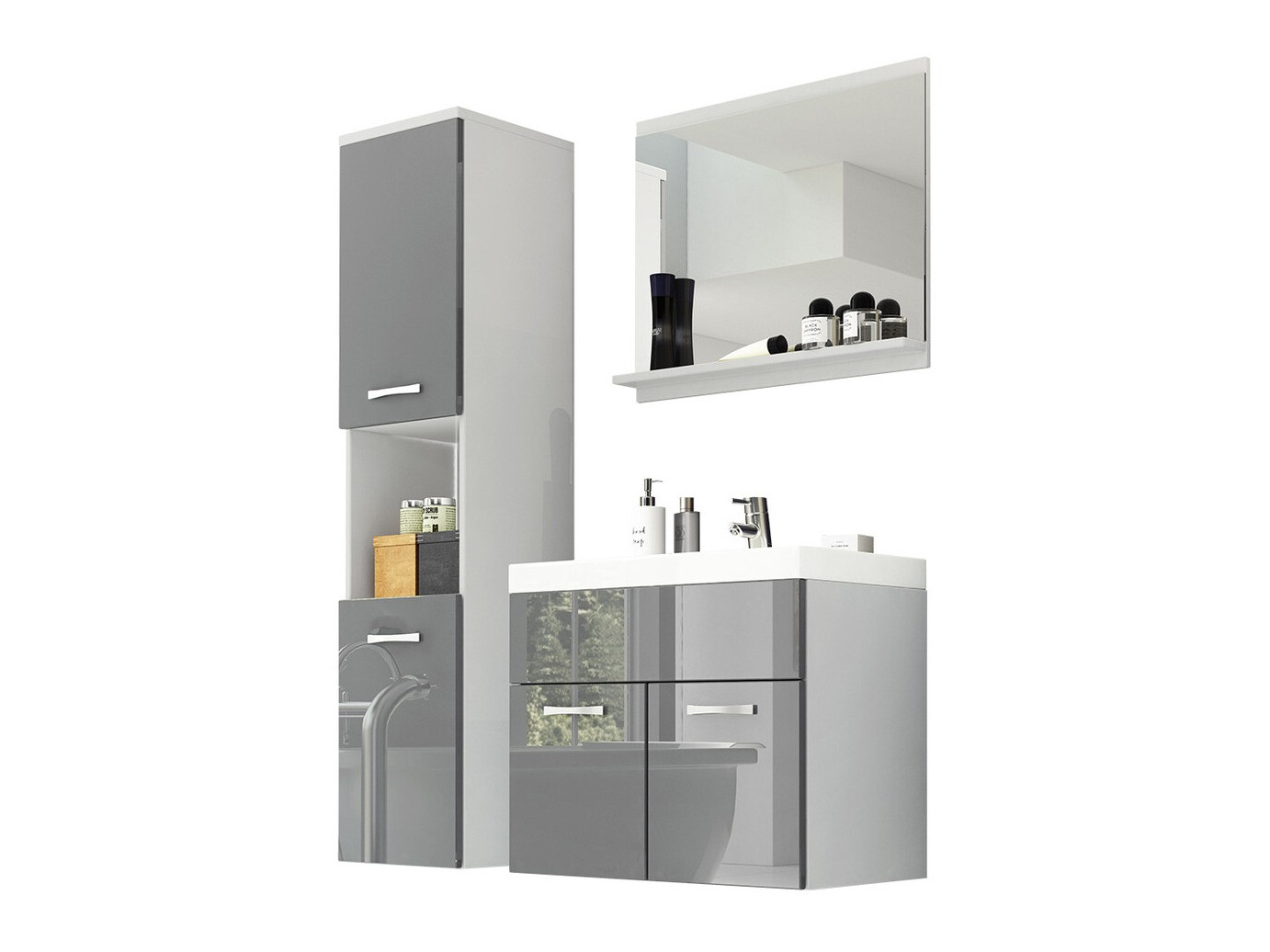 Badeværelsessæt Sarasota 122 (Hvid + Gloss grå)