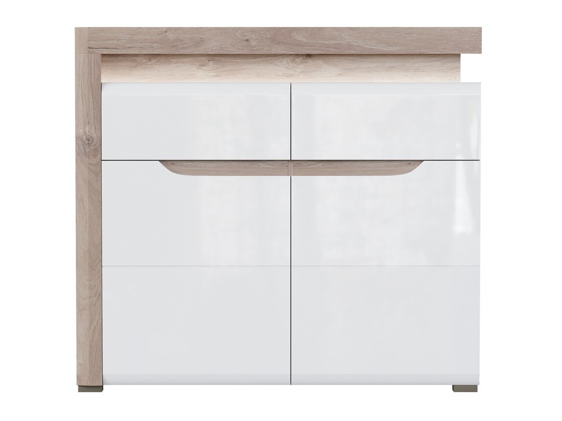 Kommode Revelmi 102 (Egetræ + Glansfuld hvid)