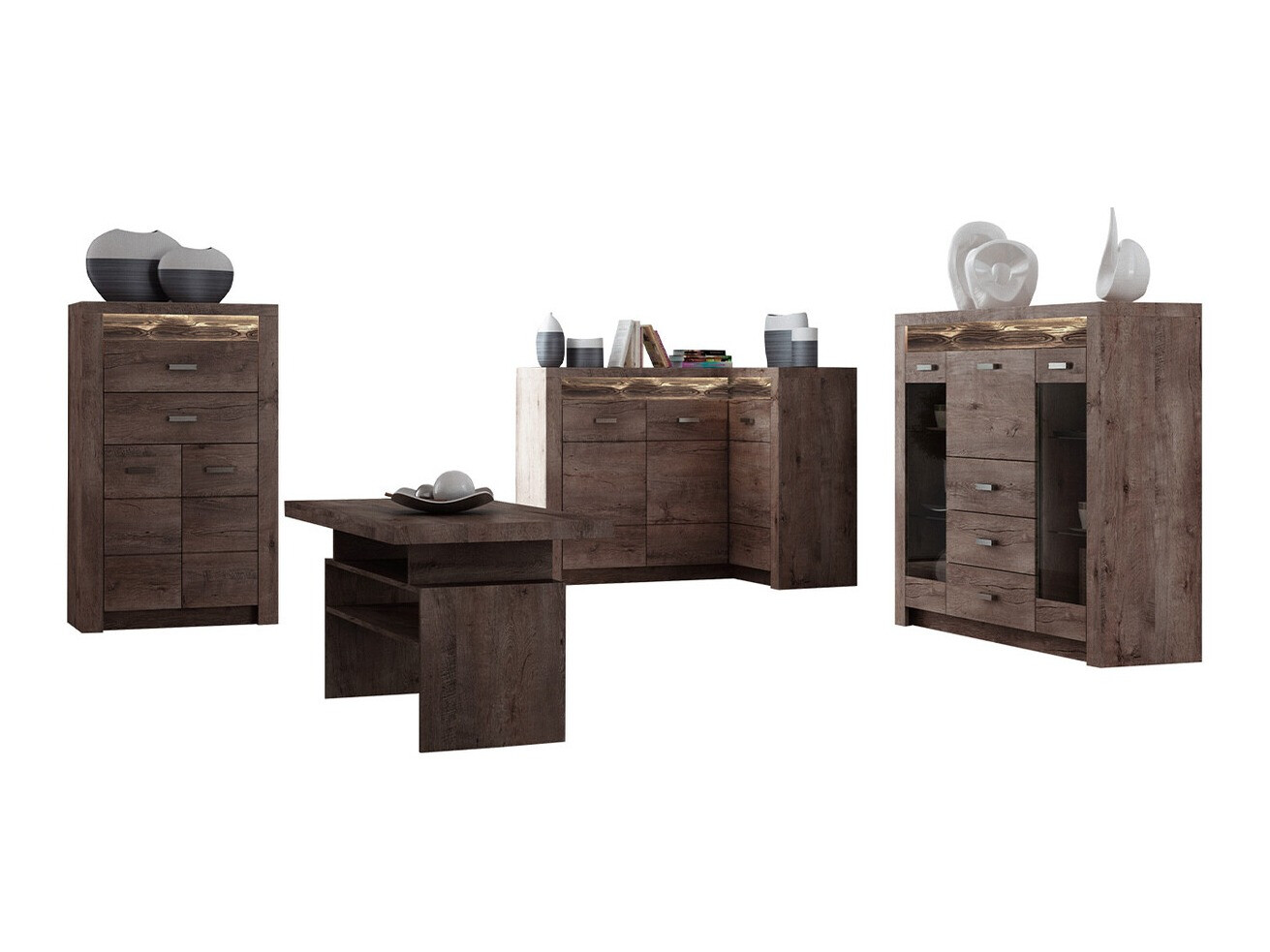 Stuemøbelsæt Serfeno 121 (Mørk aske)