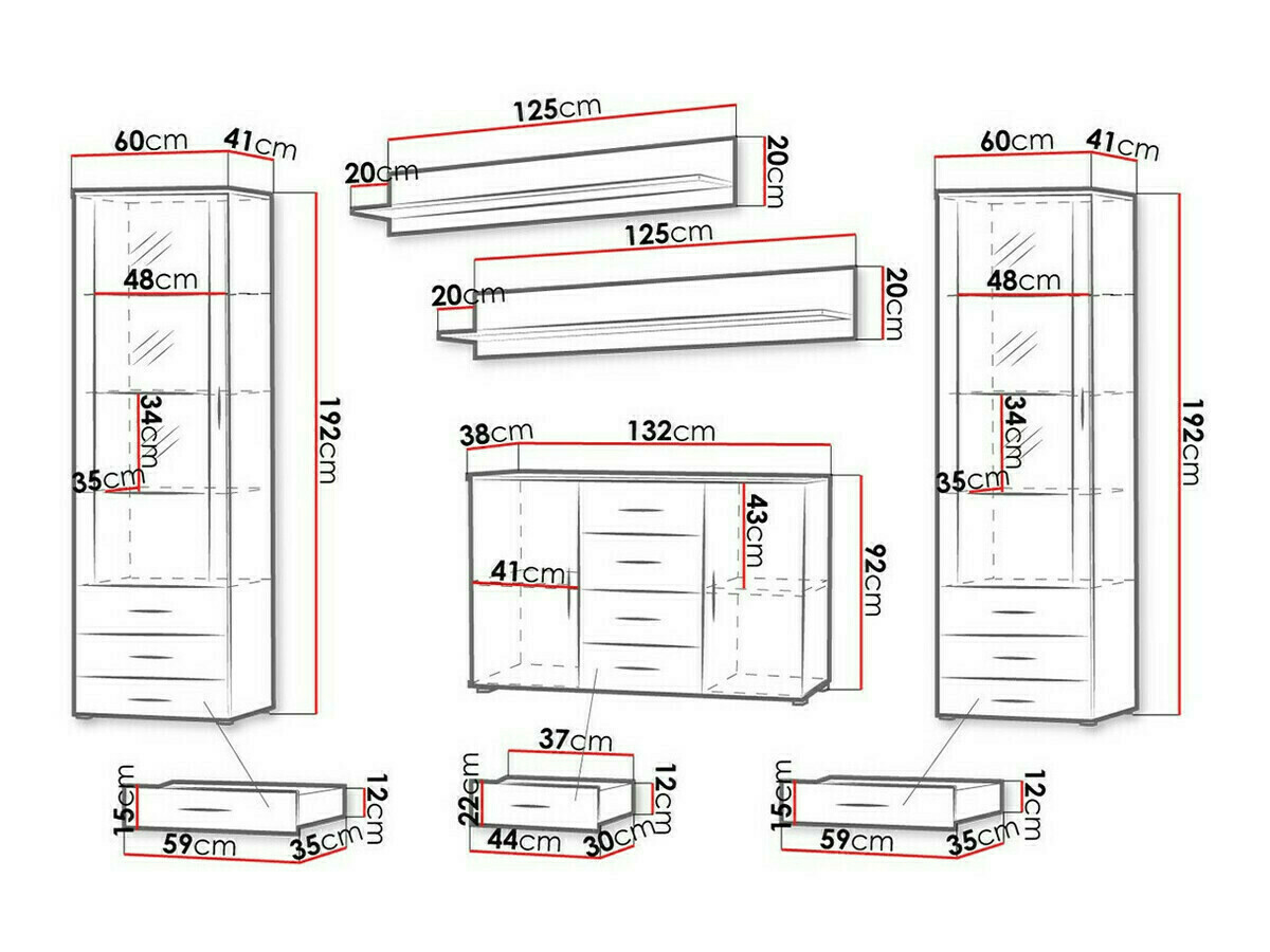 Stuemøbelsæt Tornola 112 (Hvid + Glansfuld hvid)