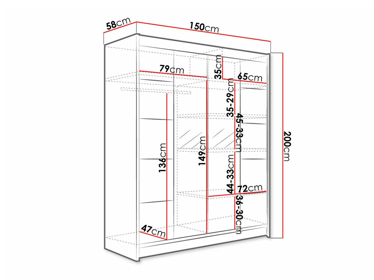 Garderobeskab Closico Vastor V (Sort + Artisan eg)