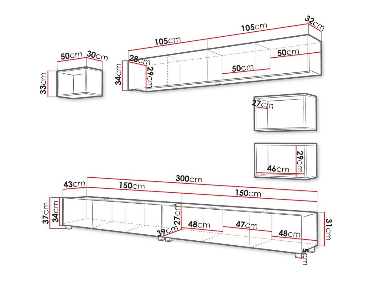 Stuemøbelsæt Remus XXXI (Sort + Blank sort + Artisan eg)