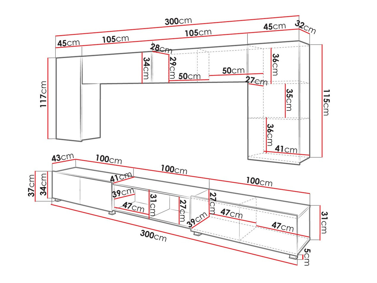 Stuemøbelsæt Tivdalu 143 (Hvid + Glansfuld hvid + Gylden eg)