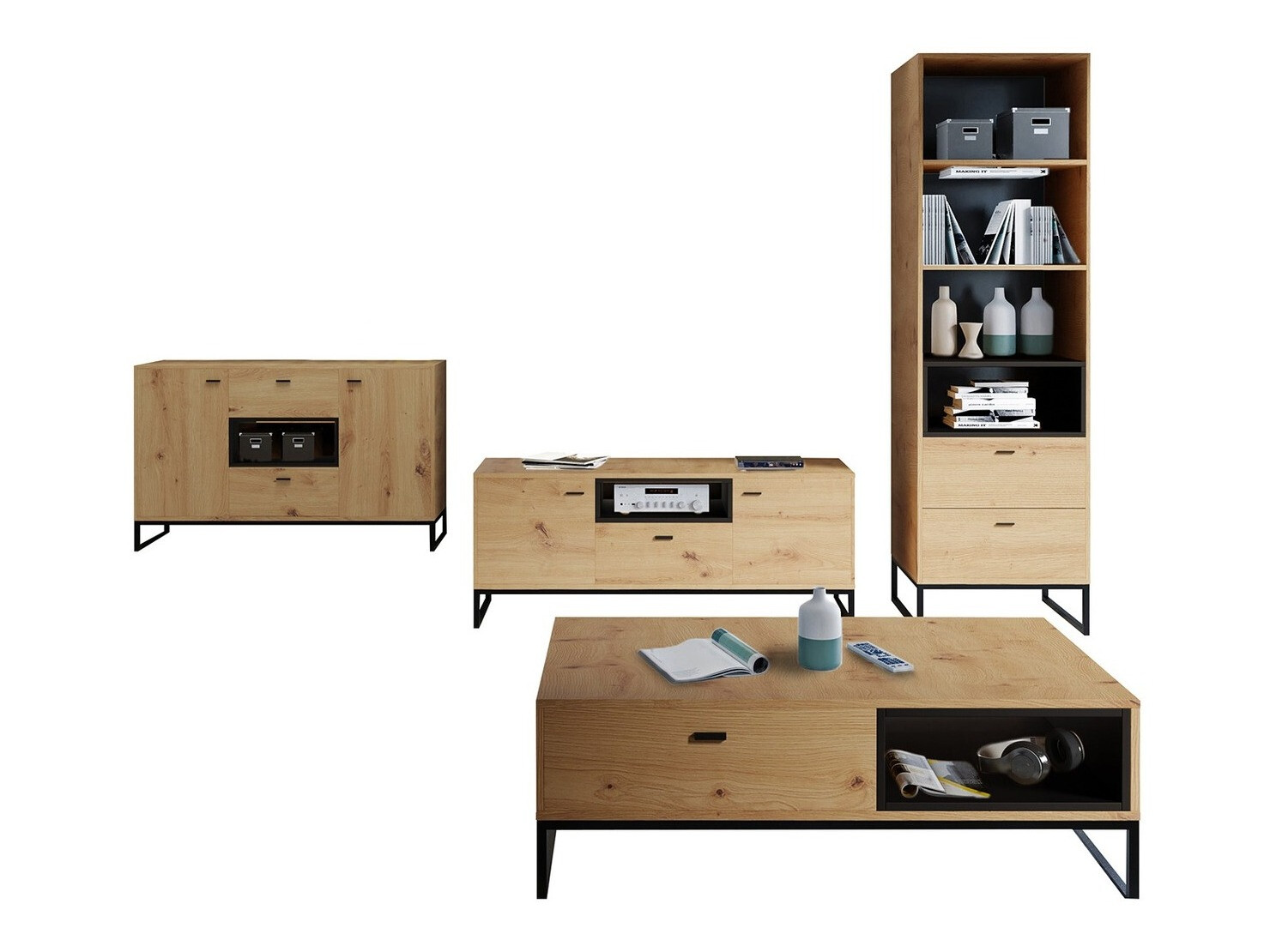 Stuemøbelsæt Baltesi 109 (Artisan eg + Sort)