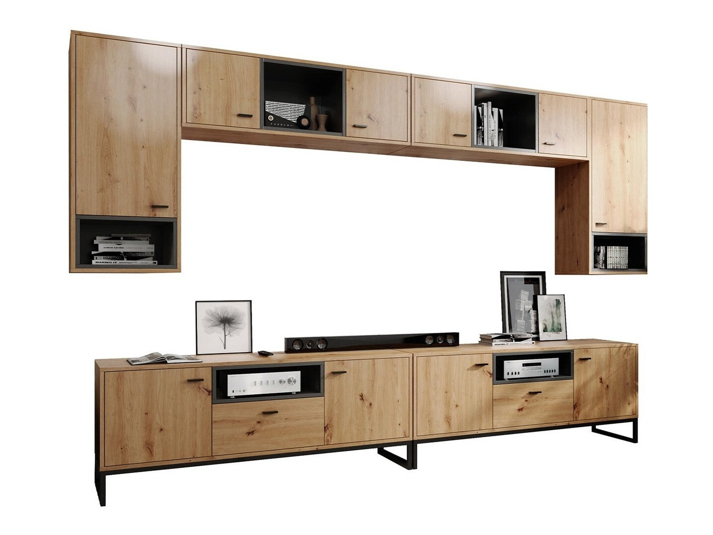 Stuemøbelsæt Baltesi 113 (Artisan eg + Sort)