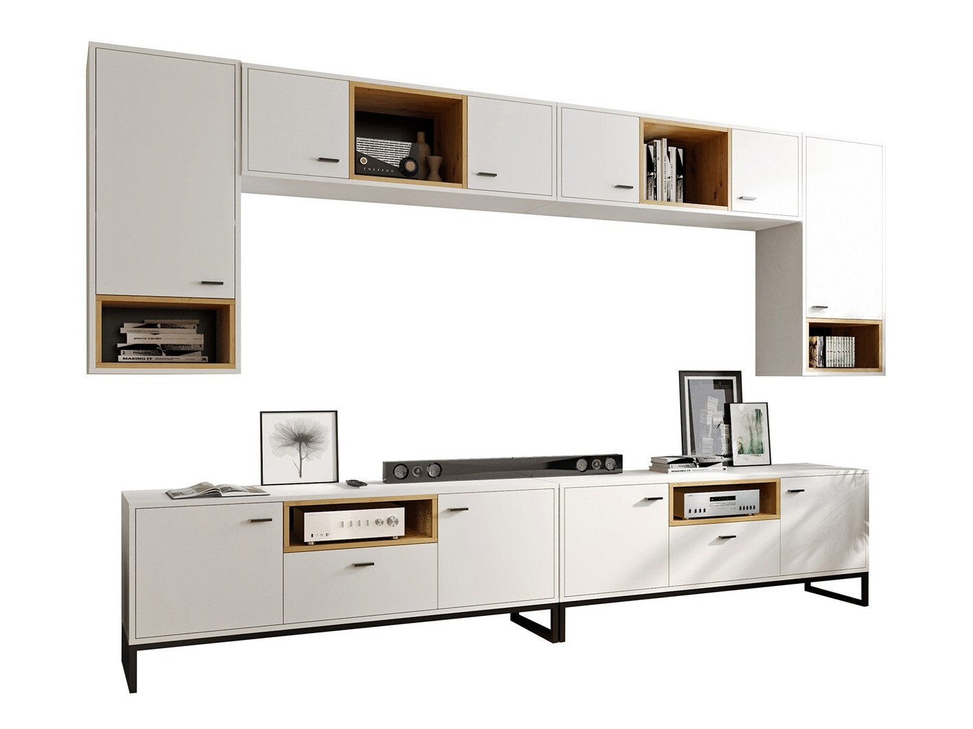 Stuemøbelsæt Baltesi 113 (Hvid + Artisan eg)