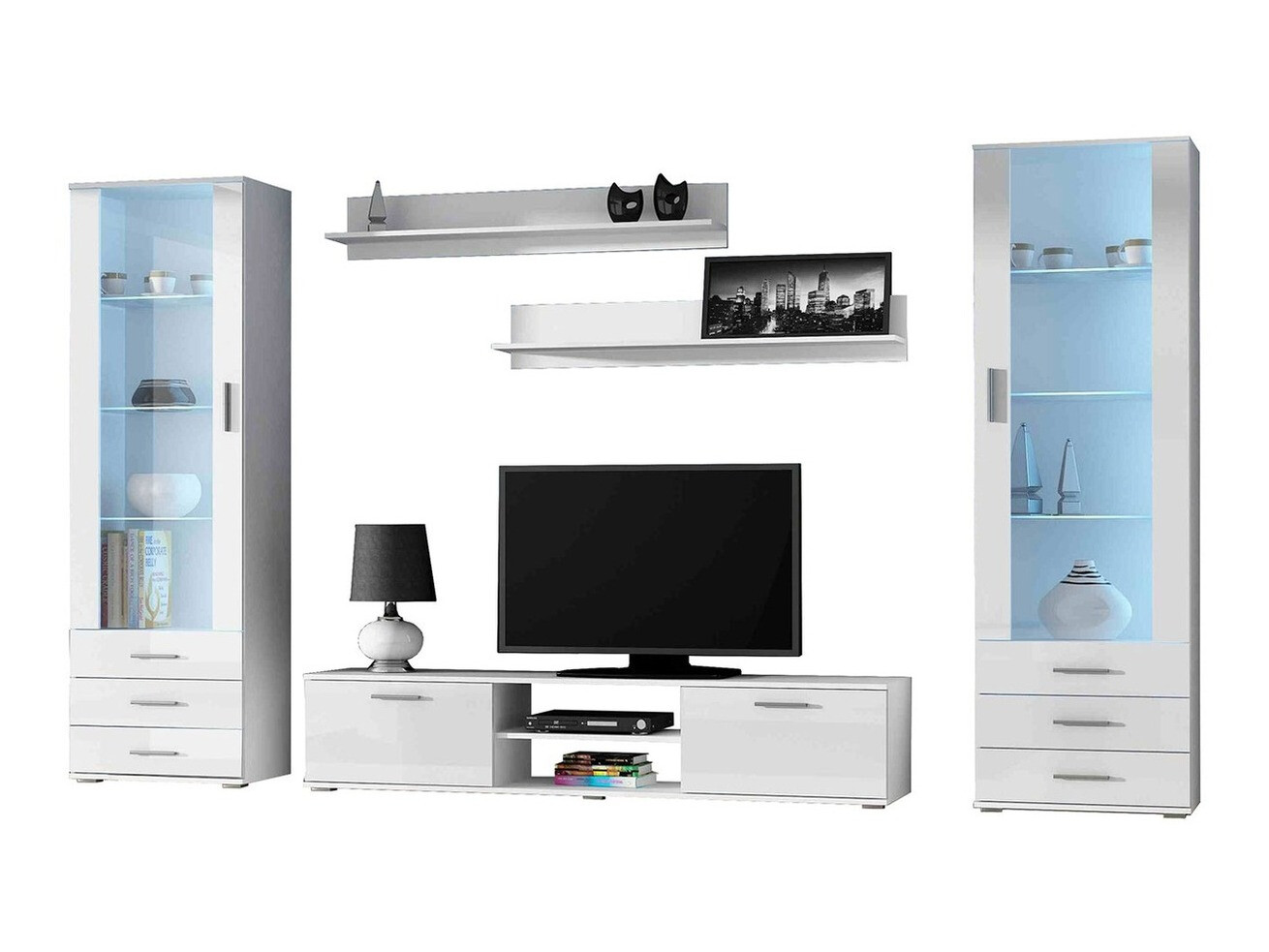 Stuemøbelsæt Tornola 109 (Hvid + Glansfuld hvid)