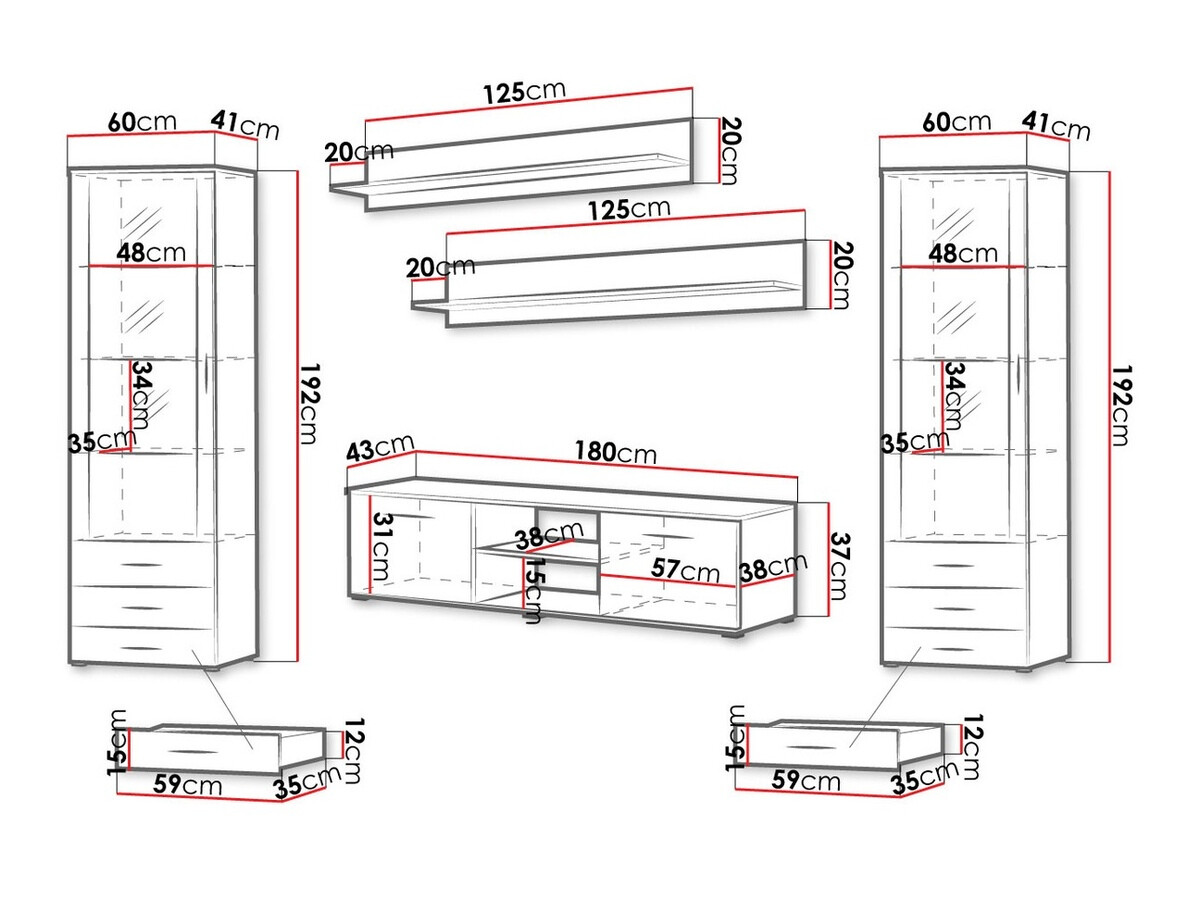 Stuemøbelsæt Tornola 109 (Sort + Blank sort)
