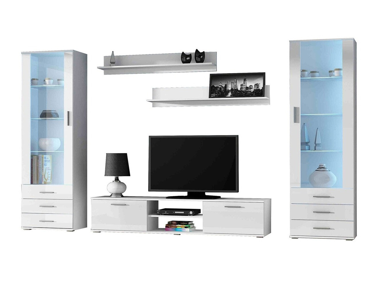 Stuemøblersæt Tornola 109 (Hvid + Glansfuld hvid)