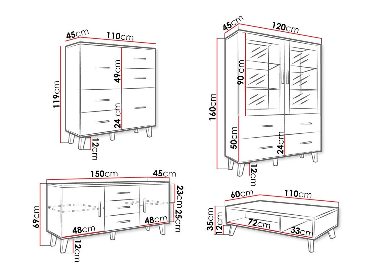 Stuemøblersæt Larfloi 112 (Wotan eg + Sort)