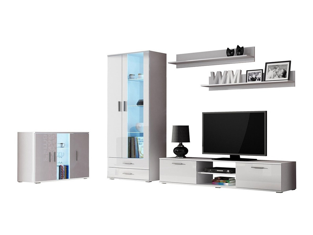 Stuemøbelsæt Tornola 116 (Hvid + Glansfuld hvid)