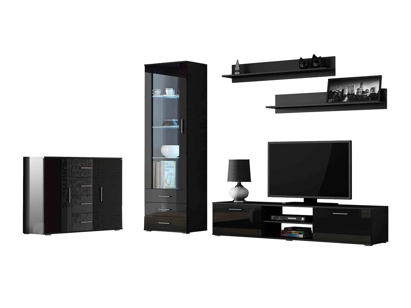 Stuemøblersæt Tornola 108 (Sort + Blank sort)