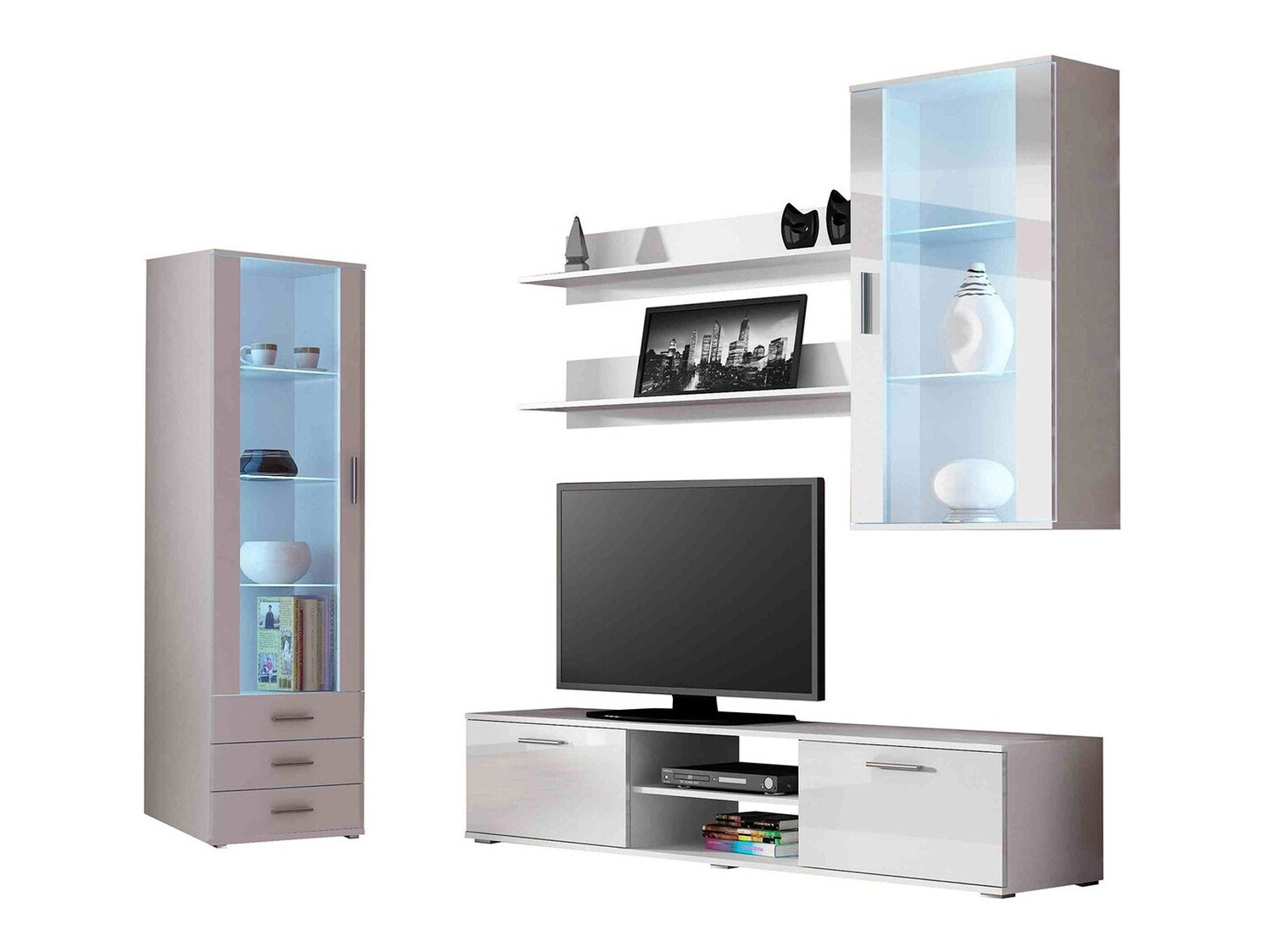 Stuemøblersæt Tornola 114 (Hvid + Glansfuld hvid)