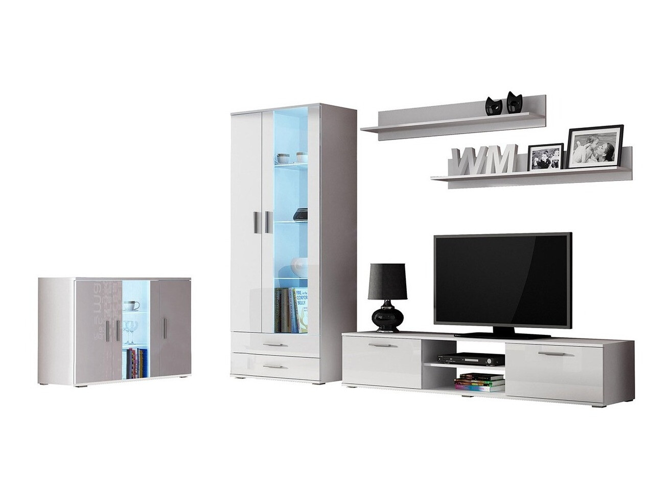 Stuemøblersæt Tornola 116 (Hvid + Glansfuld hvid)