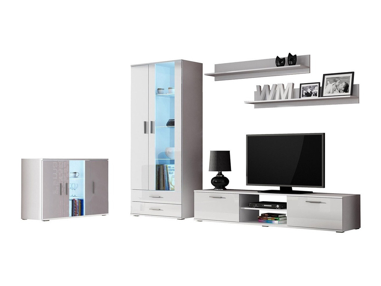 Stuemøblersæt Tornola 116 (Hvid + Glansfuld hvid)