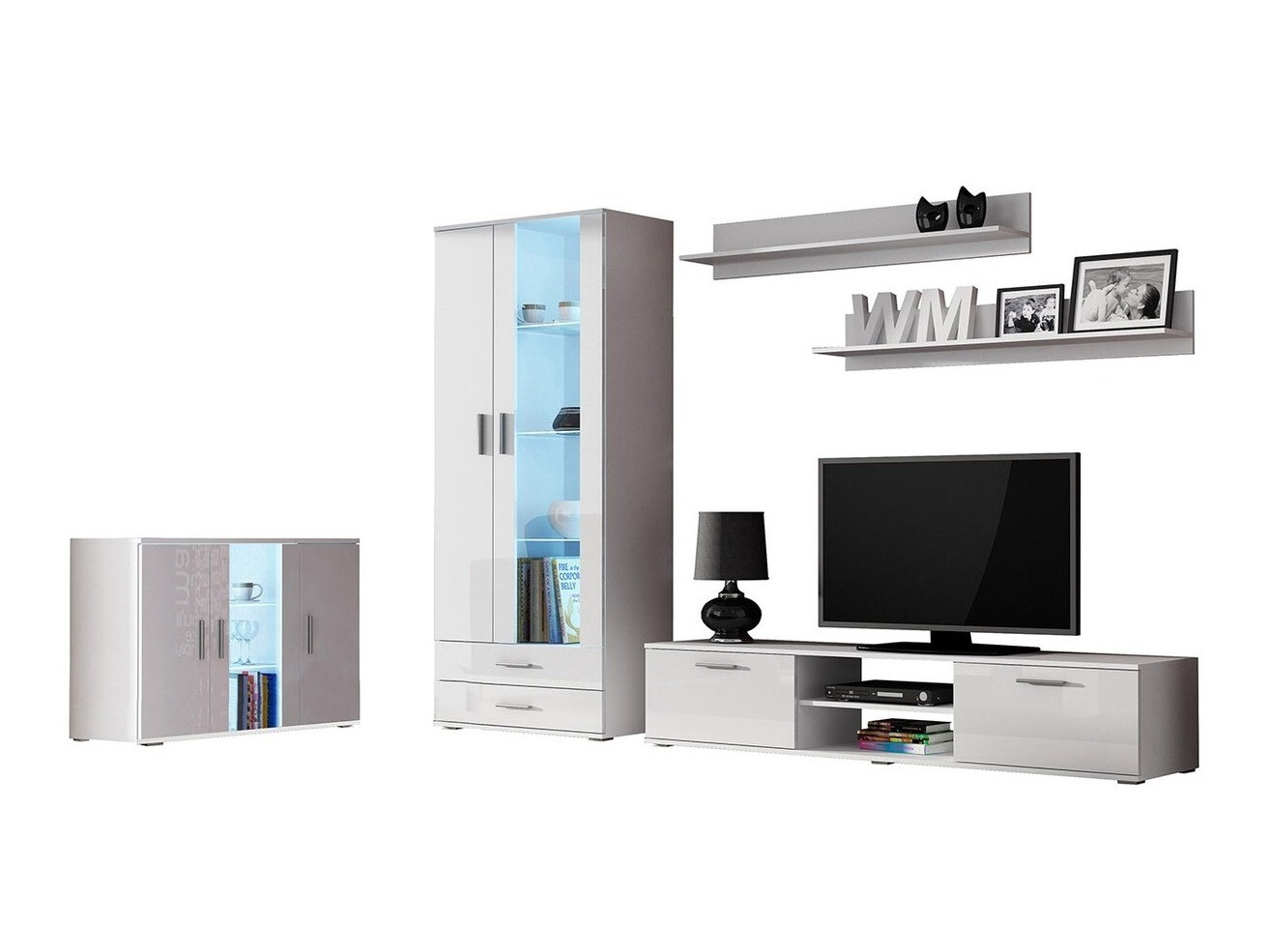 Stuemøblersæt Tornola 116 (Hvid + Glansfuld hvid)