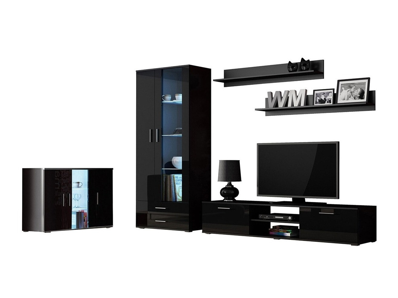 Stuemøblersæt Tornola 116 (Sort + Blank sort)