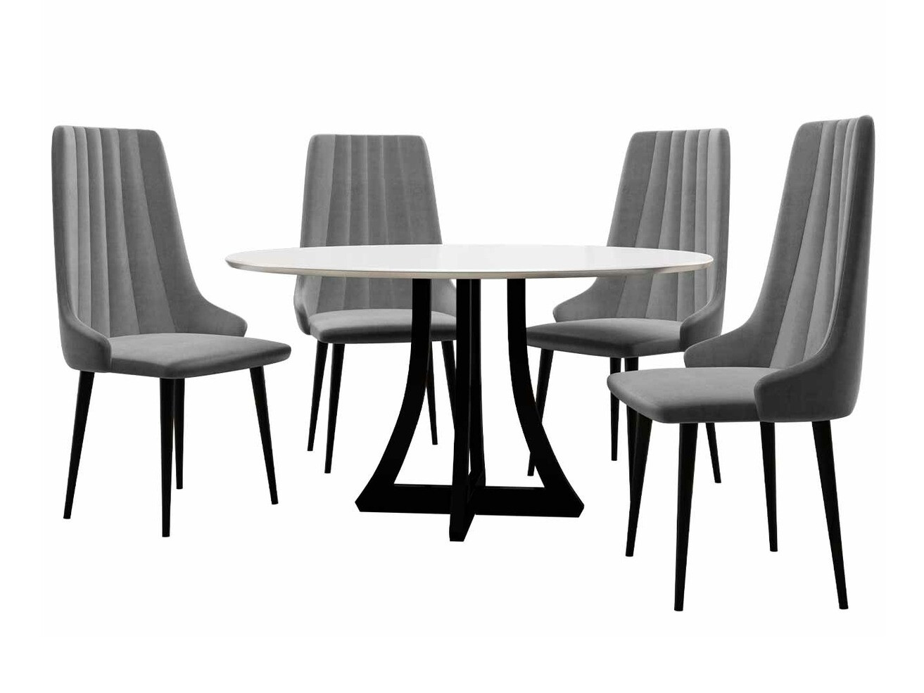 Spisestuesæt Racine 126 (Blank sort + Glansfuld hvid)