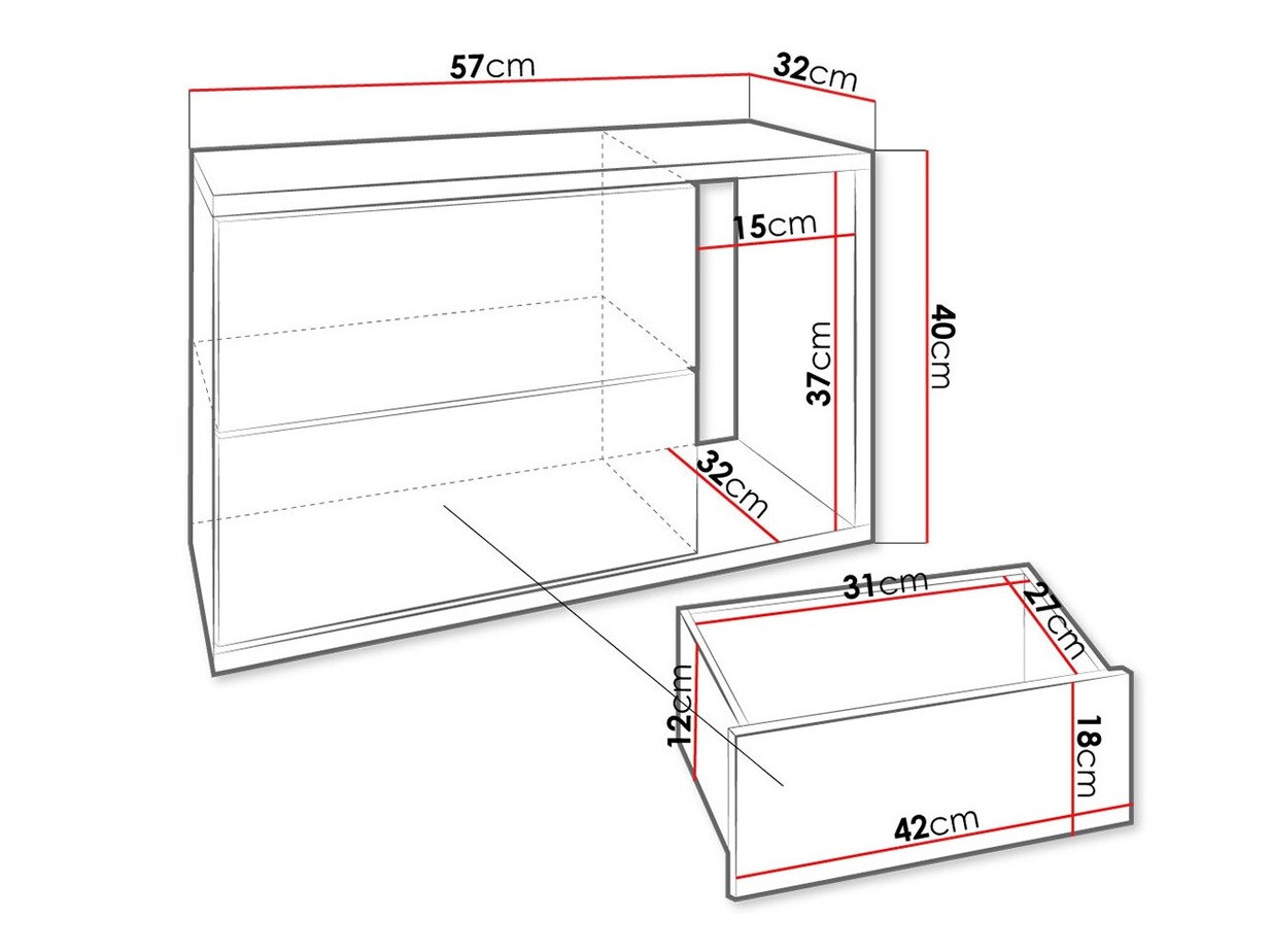 Sengebord Hederos (Hvid + Glansfuld hvid)