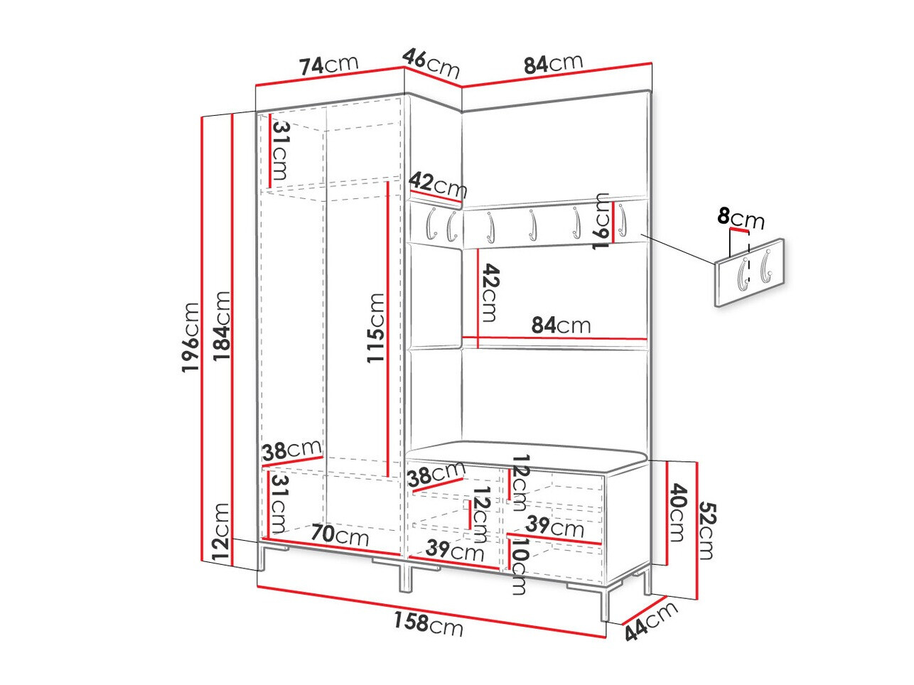 Entrésæt Tivsoa 100 (Craft egetræ)