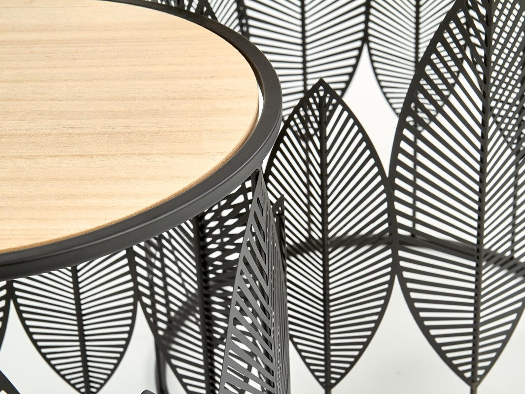 Sidebordesæt Houston 974 (Sort + Lyst træ)