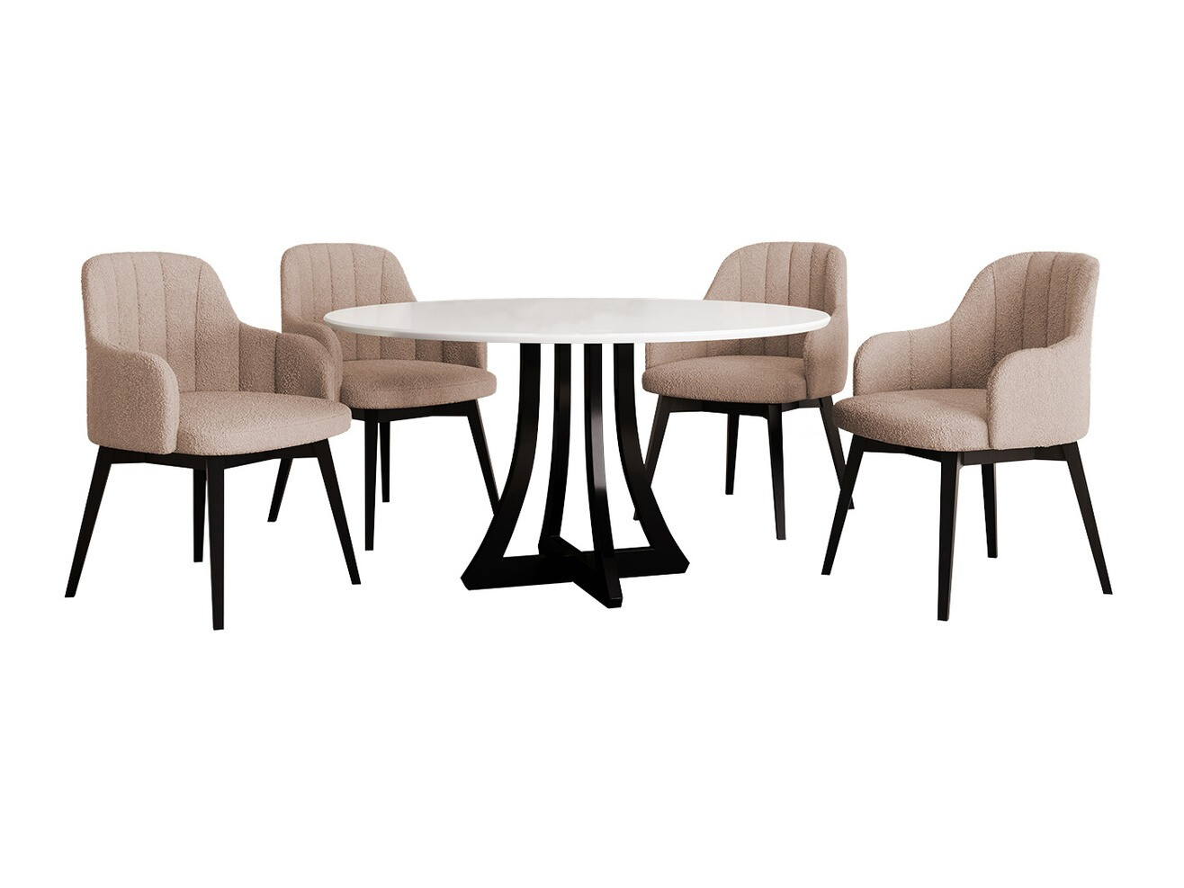 Spisestuesæt Racine 128 (Glansfuld hvid + Blank sort)