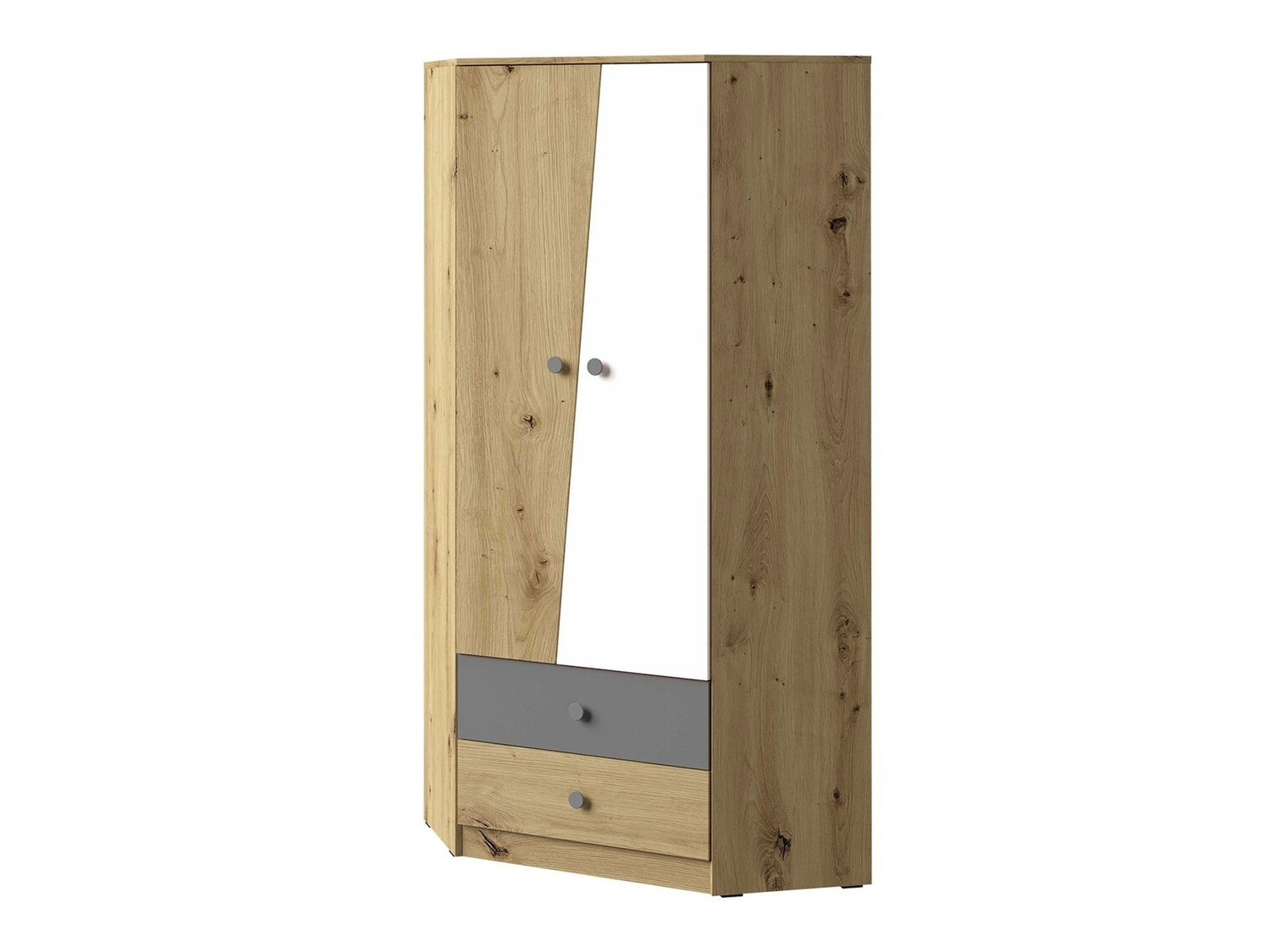 Hjørnegarderob Almira 101 (Artisan eg + Hvid + Grå)