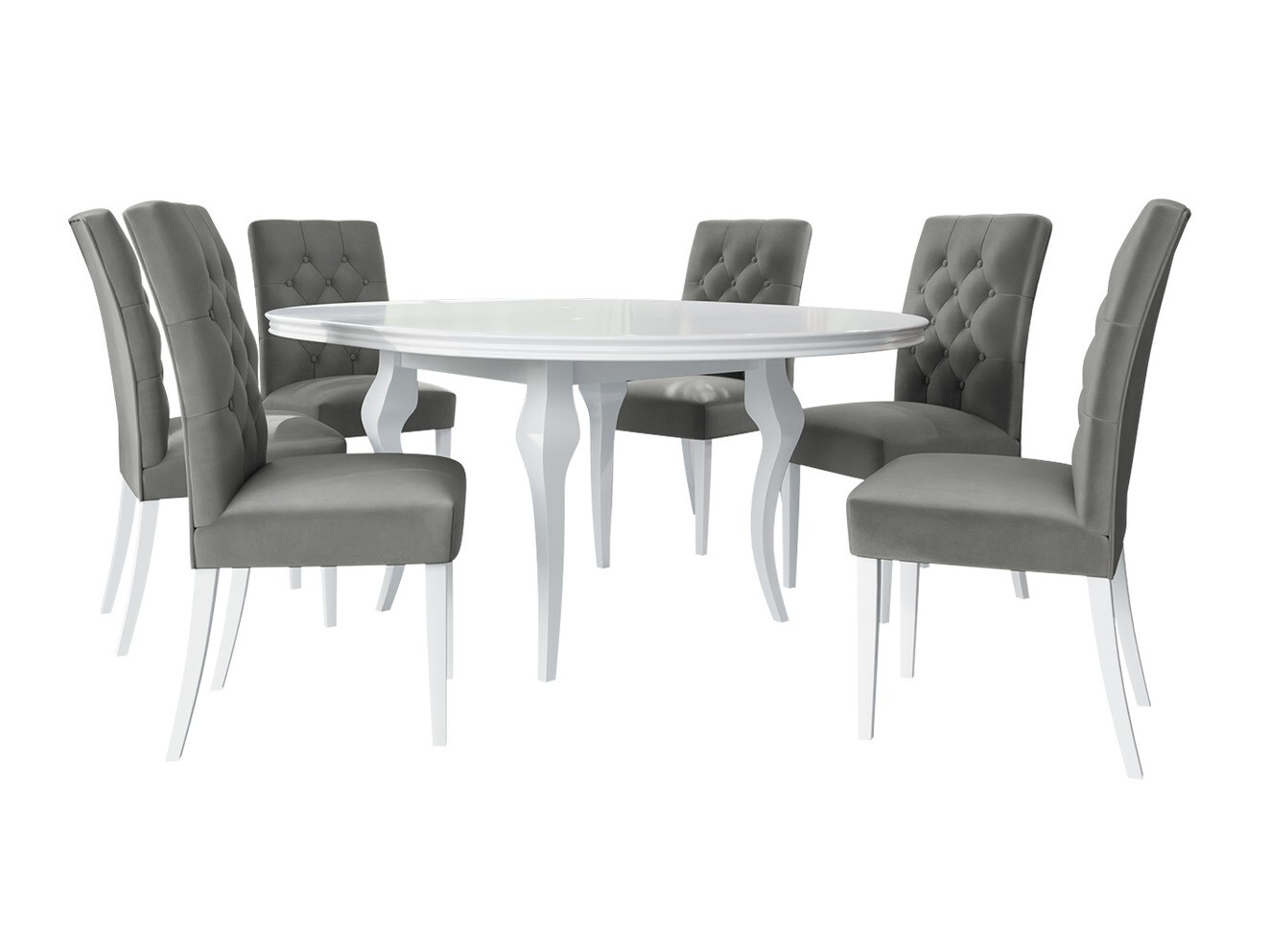 Spisestuesæt Racine 138 (Glansfuld hvid + Magic Velvet 2217)