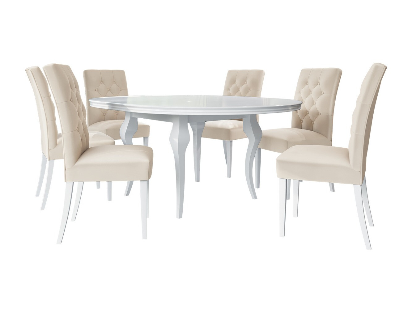 Spisestuesæt Racine 138 (Glansfuld hvid + Magic Velvet 2250)
