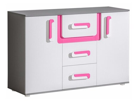Kommode Levtala 107 (Antracit + Hvid + Lyserød)