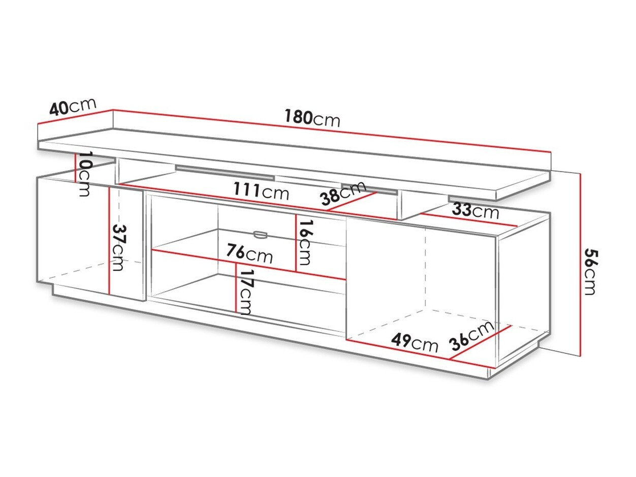 TV-bord Figura (Hvid + Glansfuld hvid)