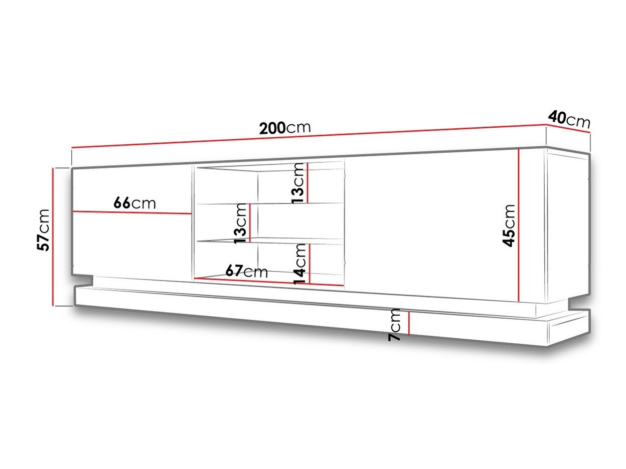 TV-bord Linar I (Hvid + Glansfuld hvid)