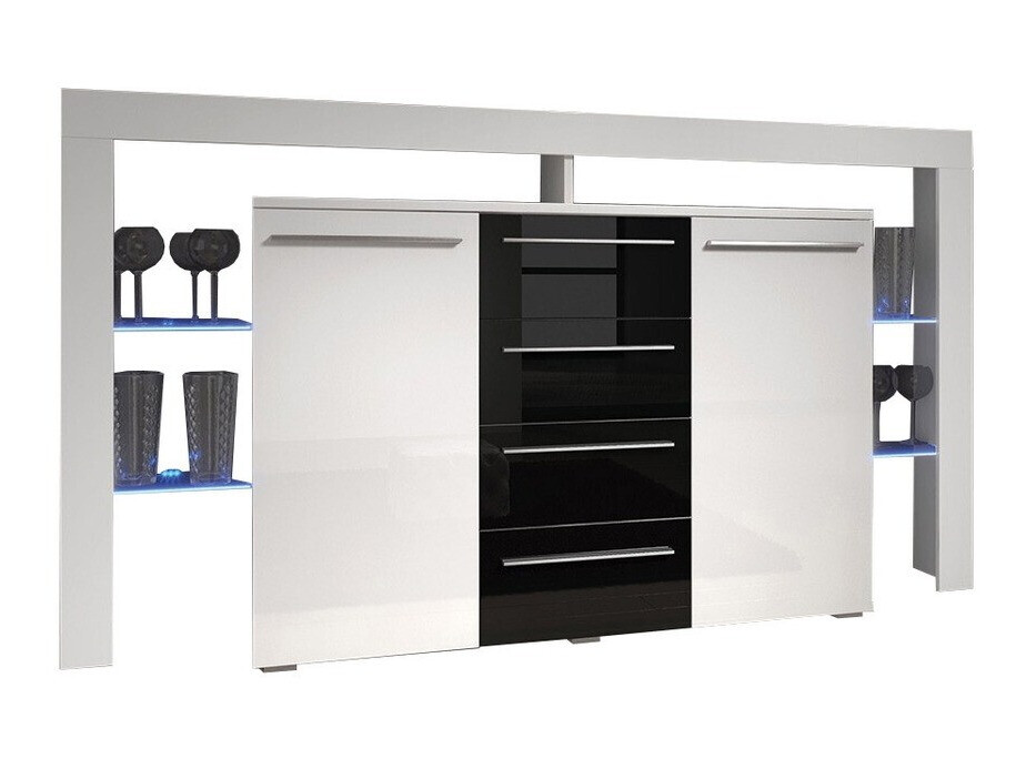 Kommode Aestas (Hvid + Blank sort)