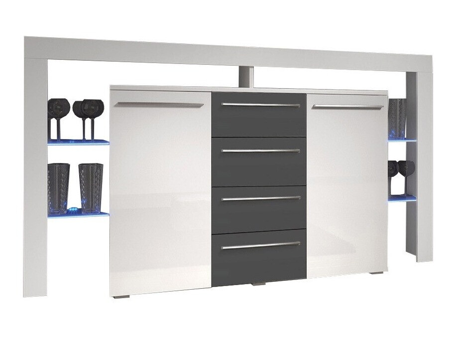 Kommode Aestas (Hvid + Gloss grå)