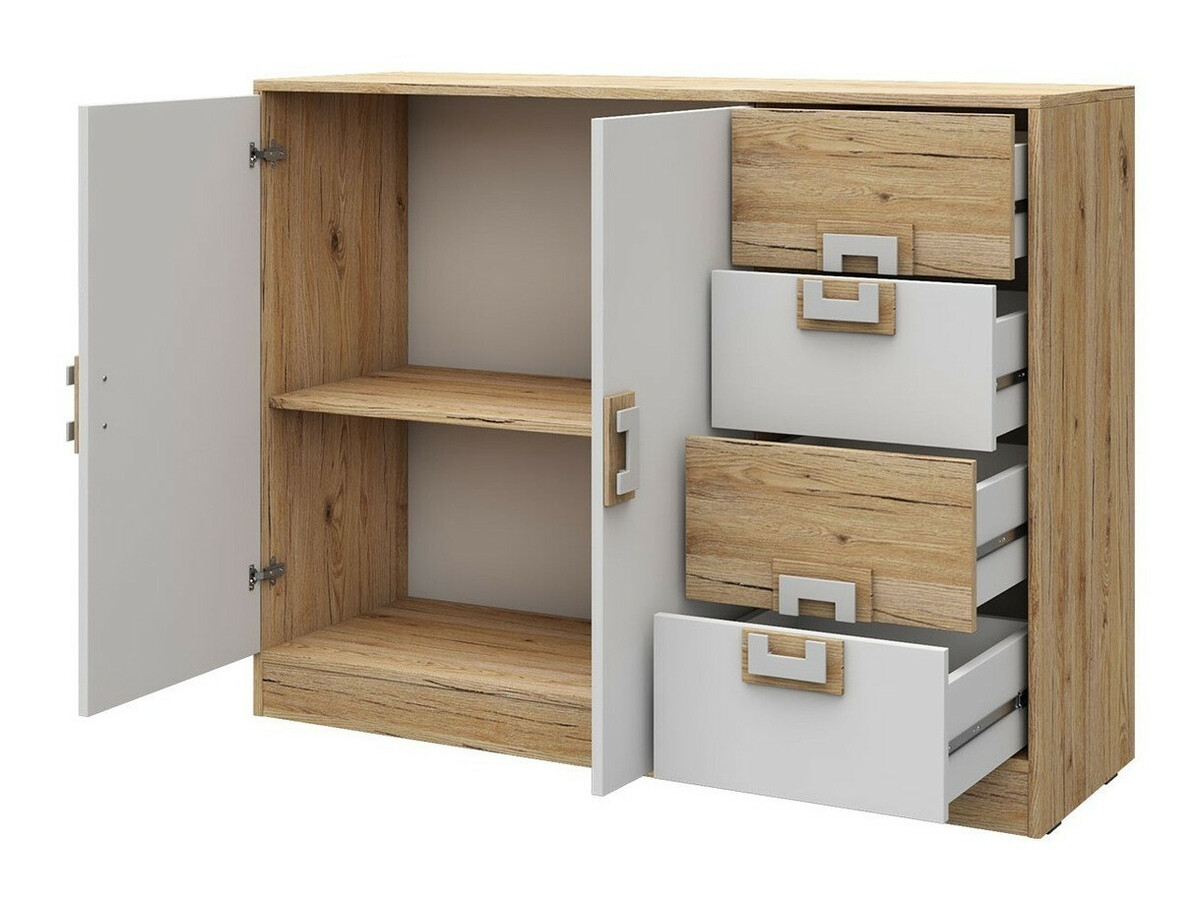 Børneværelsessæt Balvire 114 (Lys eg + Hvid + Lyserød)