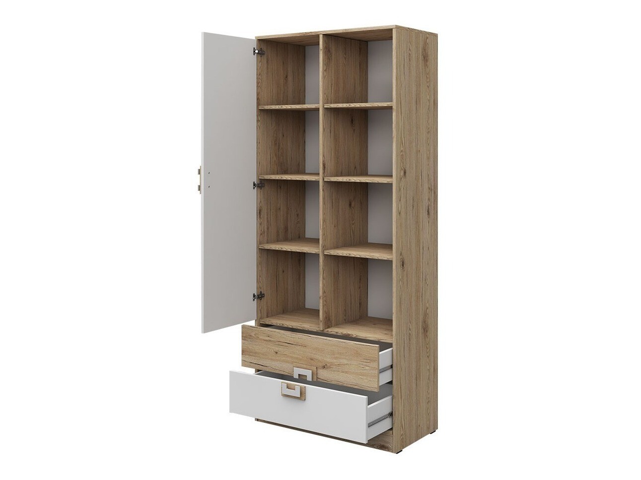 Børneværelsessæt Balvire 116 (Lys eg + Hvid + Turkis)