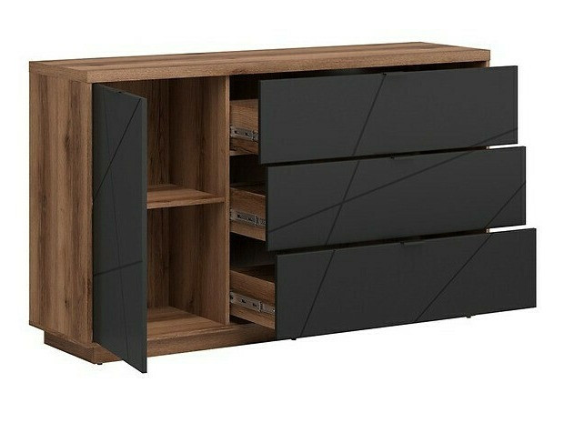 Stuemøbelsæt Fivale 110 (Mørk Delano eg + Mat sort)