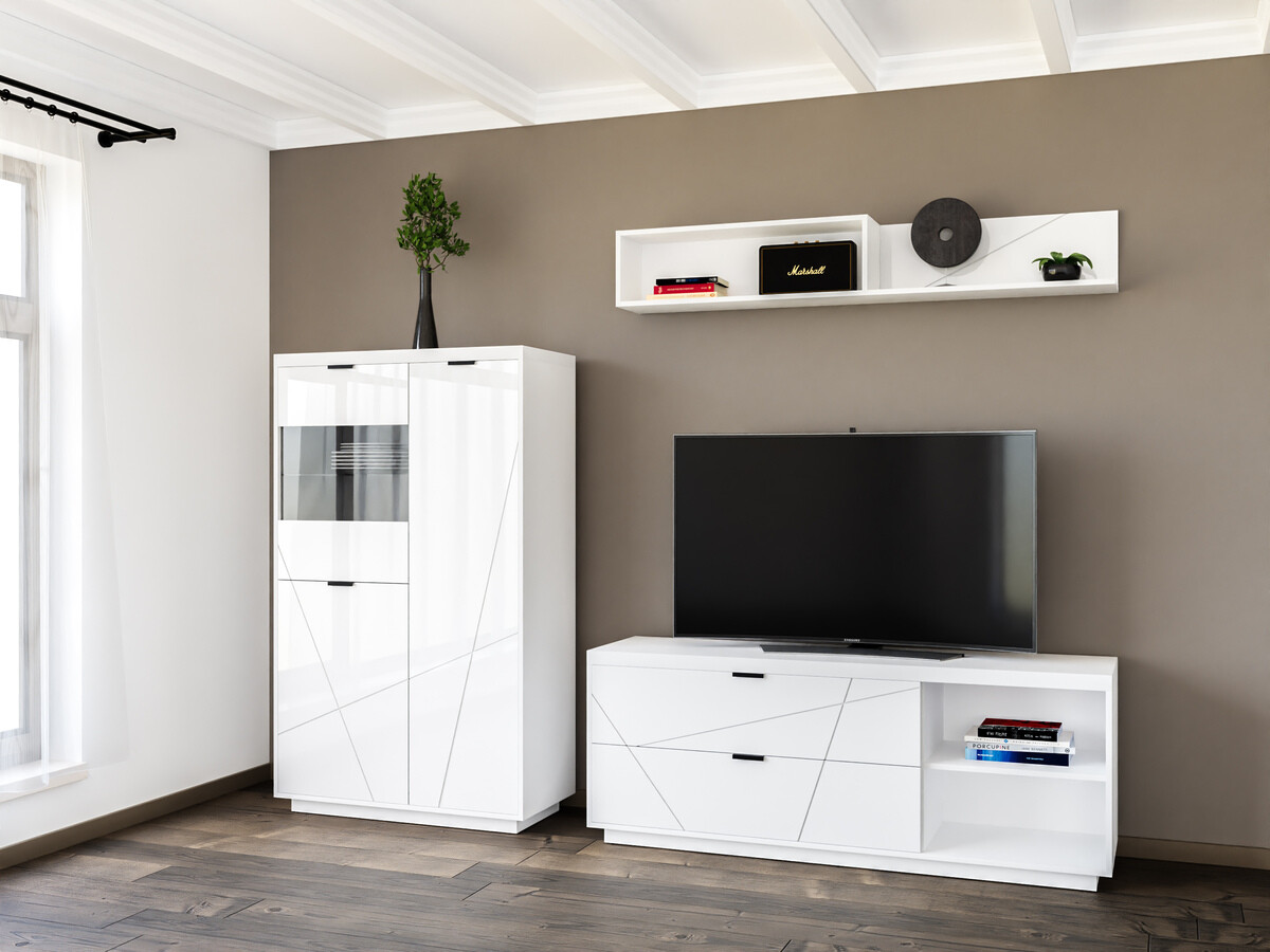 Stuemøbelsæt Fivale 111 (Glansfuld hvid + Hvid)